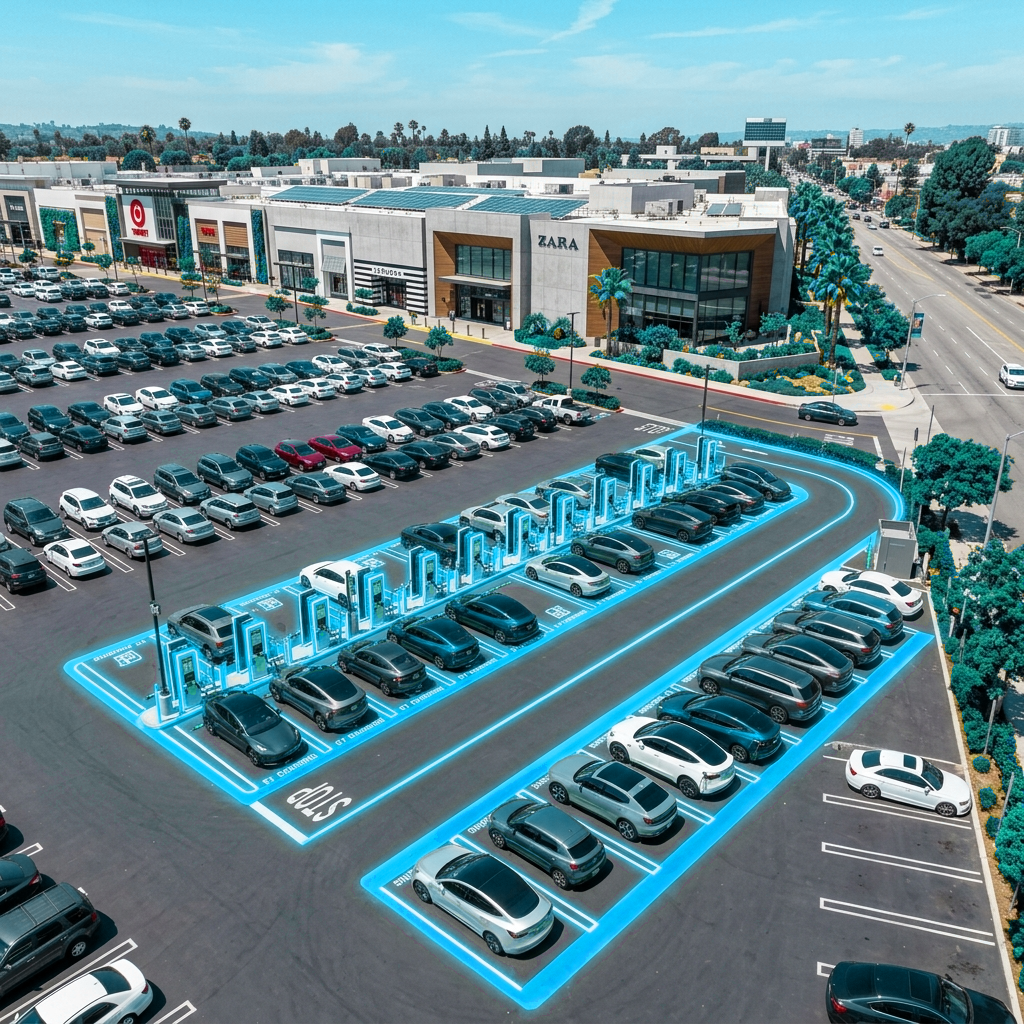 Estacionamento com eletropostos